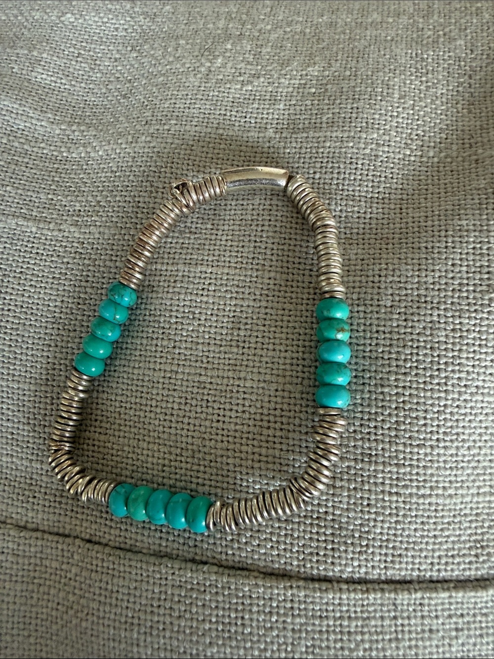 Links of London Turquoise Bead solid sterling Silver-Tone Stretch Bracelet